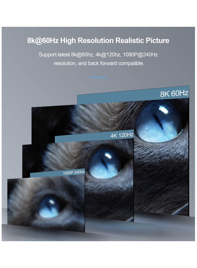 Captaintech SYOSI HDMI 2.1 Switch 4K 120Hz, Aluminum Alloy 8K@60Hz HDMI Switch, 3 Port HDMI Switcher Selector Box, Supports 4K@120Hz, Ultra HD, 4K HDMI Selector Switcher for Game Consoles - Image 2