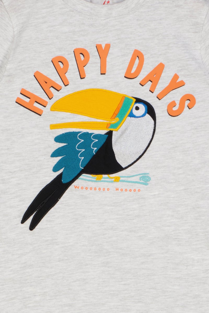 Hamleys Toddlers Boy Crew Neck Short Sleeve Embroidered T-Shirt, Grey - Image 3