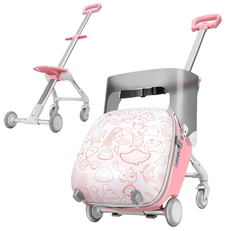AODI Kids Ride-on Luggage with Seat, 20 inch Carry On Suitcase, 2-in-1 Children's Luggage with Shockproof Silent Wheels and Guardrail for Airplane & Travels - Image 1