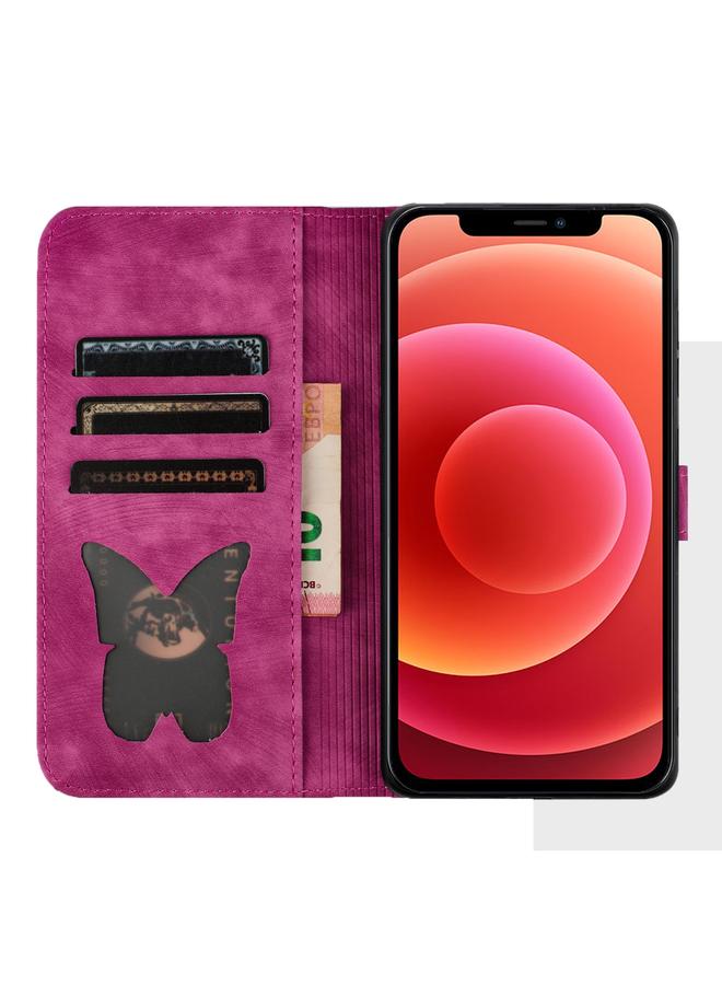 زبون جراب هاتف iPhone 13 Pro من الجلد القابل للطي بنقشة فراشة وقط - Image 4