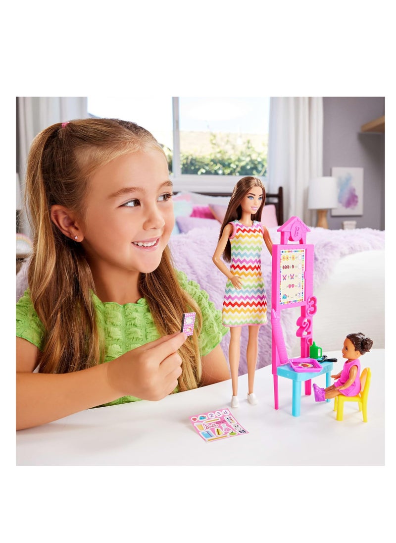 Barbie Barbie Teacher Set with Brunette Fashion Doll, Toddler Student, & Accessories  - Image 5