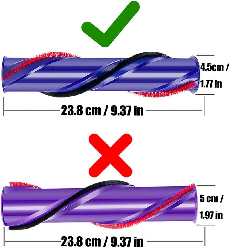 Odashen Roller Brush Roll Bar Replacement for Dyson V6 (4 Prong Drive & No Screw), Older V7 Models (Not for V7 Motorhead) Cordless Cleaner Part, 966821-01, 966084-01.(4.5cm Diameter) - Image 5