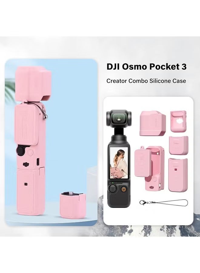 فوميمو طقم ملحقات DJI OSMO جيب 3، غطاء حماية سيليكوني، واقي شاشة زجاجي مقسى، واقي عدسة (وردي) - Image 5