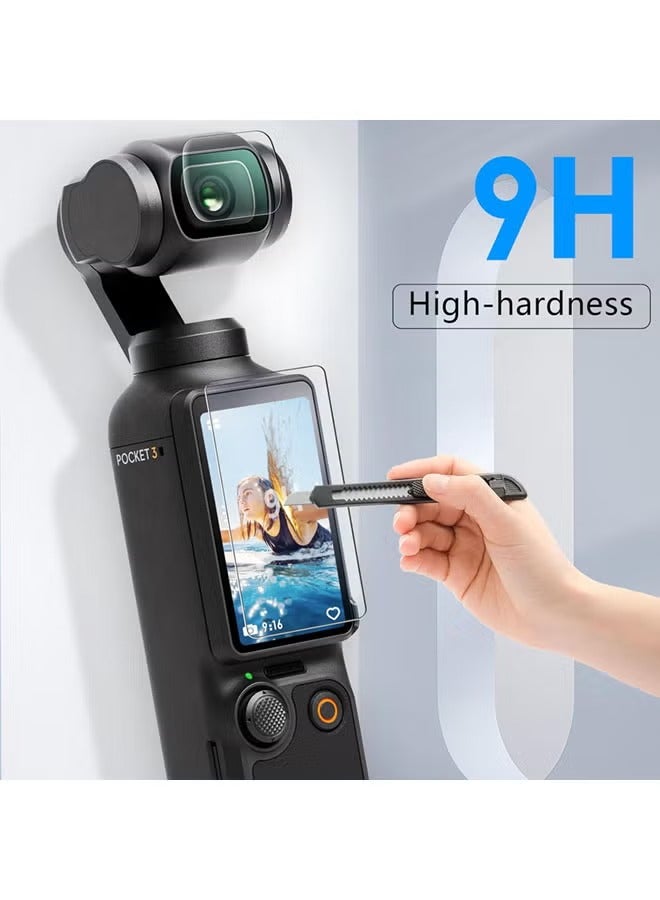 فوميمو طقم ملحقات DJI OSMO جيب 3، غطاء حماية سيليكوني، واقي شاشة زجاجي مقسى، واقي عدسة (وردي) - Image 3