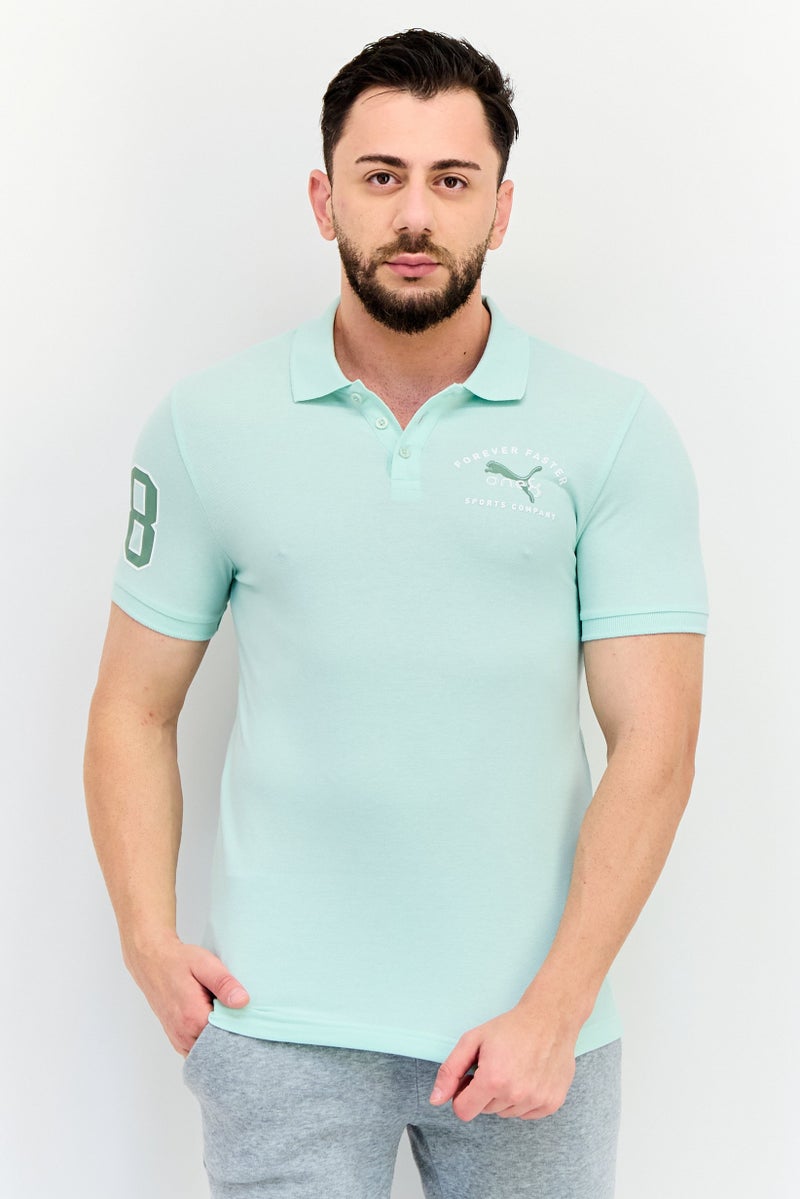 PUMA قميص بولو خارجي بأكمام قصيرة بتصميم نحيف للرجال من بومة x One 8، أخضر نعناعي - Image 1