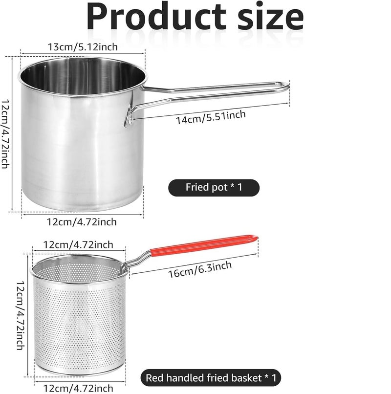 Soaex Deep Frying Pot with Strainer Basket - 1200ml Stainless Steel Pan with Handle for Frying French Fries, Shrimp, Fish, Boiling Butter, Sauces, Gravies, Pasta - Image 3