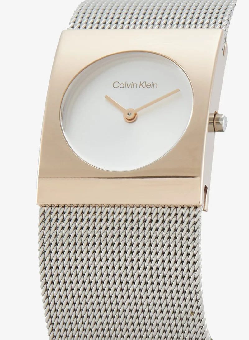 CALVIN KLEIN 2-Hand CK Pulse Collection Quartz Movement Watch For Women With Silver Stainless Steel Mesh Bracelet - 25100063