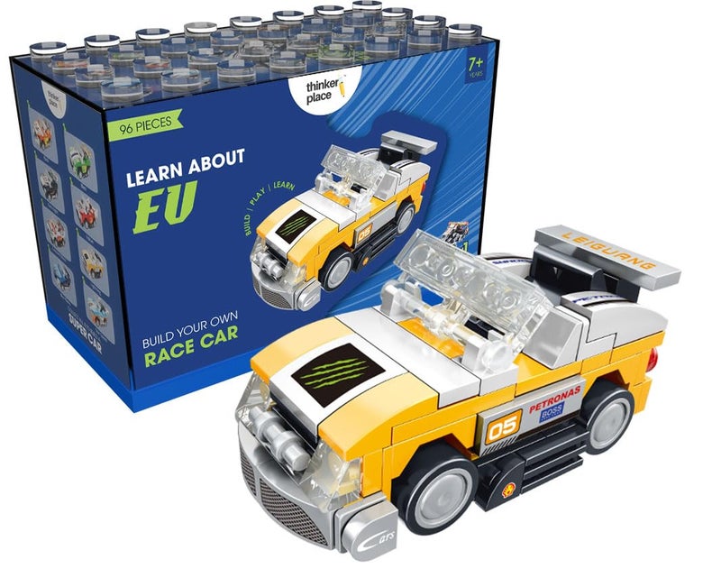 ThinkerPlace STEM F1 Racing Car Building Blocks Set (96 Pcs) | DIY Formula Car Toy for Kids 6+ Years (Boys & Girls) | Pull Back Racing Toy | Creativity & Engineering Skills Development | Yellow Color - Image 1