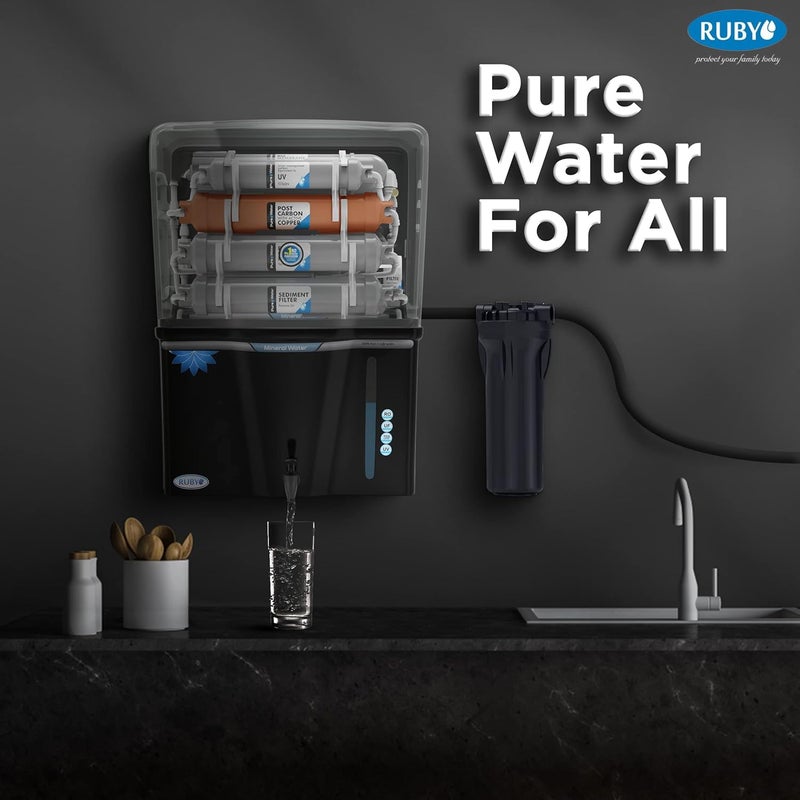 Ruby Fully Automatic Water Purifier with Silver impregnated Carbon Advanced Multi Stage ROUVUF 12 Litres Storage for office and home use Pre filter Sediment Pre Carbon Post carbon UV UF - Image 2