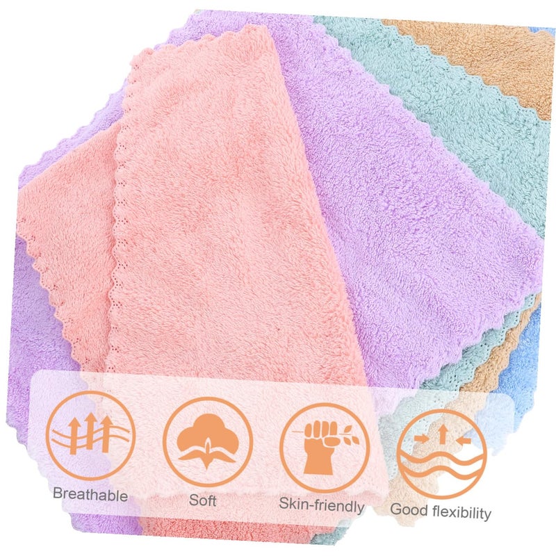10Pcs Soft Fleece Washcloths Towels Compact Absorbent For Bath Makeup Removal Adults - Image 4