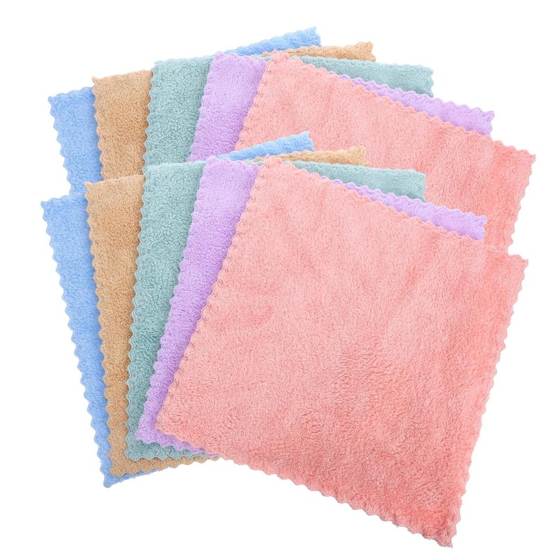 10Pcs Soft Fleece Washcloths Towels Compact Absorbent For Bath Makeup Removal Adults - Image 2