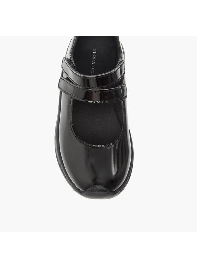 Flora Bella By Shoexpress Girls Solid Mary Jane School Shoes with Hook and Loop Closure