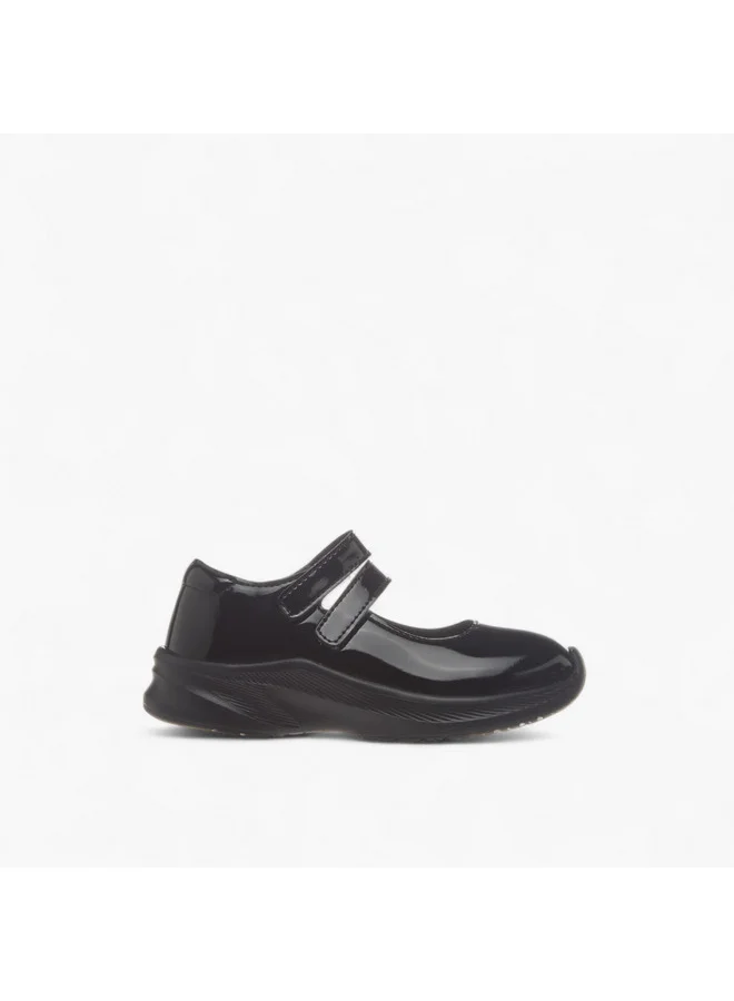 Flora Bella By Shoexpress Girls Solid Mary Jane School Shoes with Hook and Loop Closure