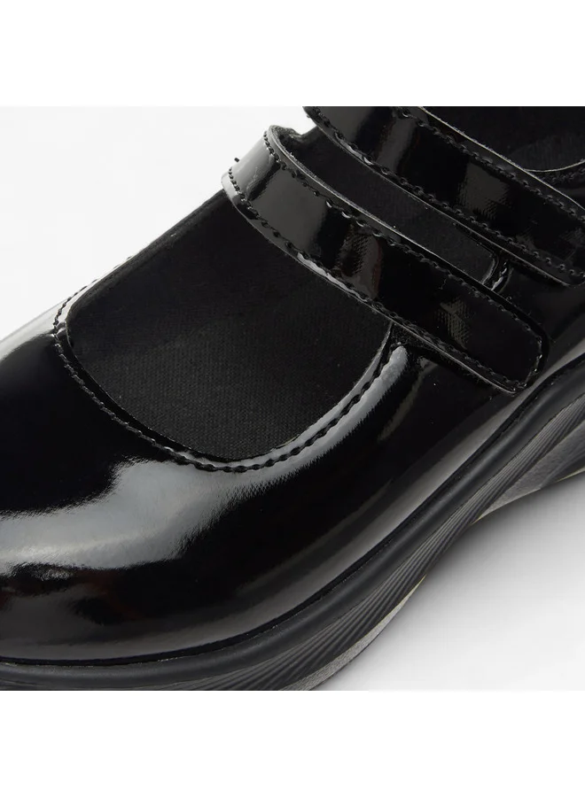 Flora Bella By Shoexpress Girls Solid Mary Jane School Shoes with Hook and Loop Closure