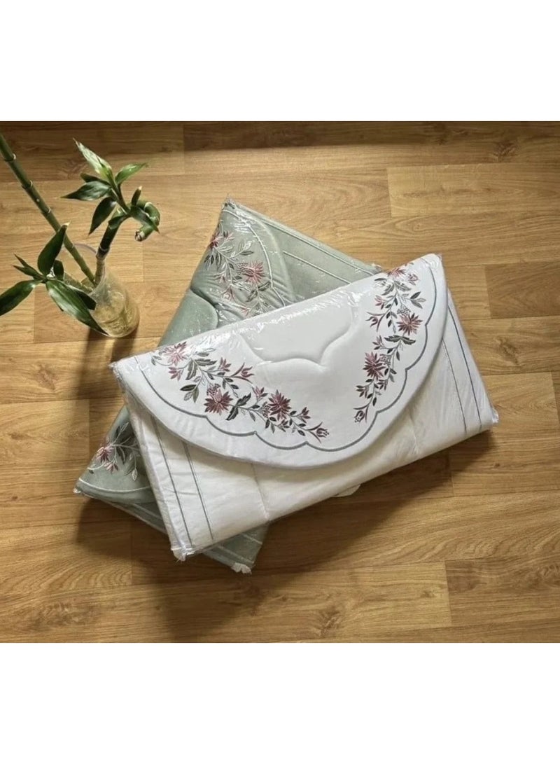 Luxury embroidered prayer rug set, 3 pieces - off-white - Image 5