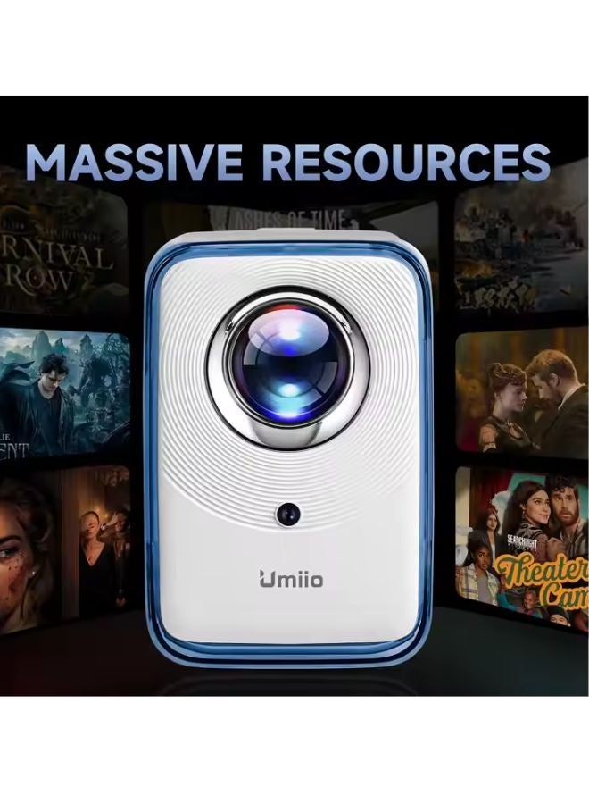 Umiio U20 Portable Video Projector, 200 ANSI Lumens, 2.4/5G WiFi/Bluetooth/HDMI/USB/Audio, Built-in Speaker, 4K Home Theater Projector Android 9 Automatic Keystone Correction Portable LCD for Movie, Music, TV games, Office Work, Meetiongs Projector with Stand - Image 5