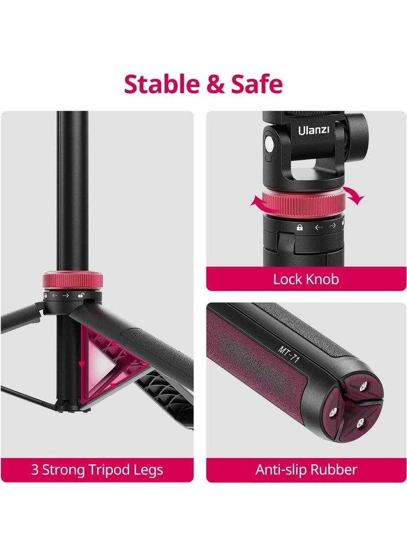 يولانزي حامل ثلاثي القوائم ULANZI Select 59 بوصة لكاميرا السيلفي - MT-71 غير مرئي طويل قابل للتمديد، حامل ثلاثي القوائم محمول وخفيف الوزن، 7 أقسام لكاميرات الحركة - Image 4