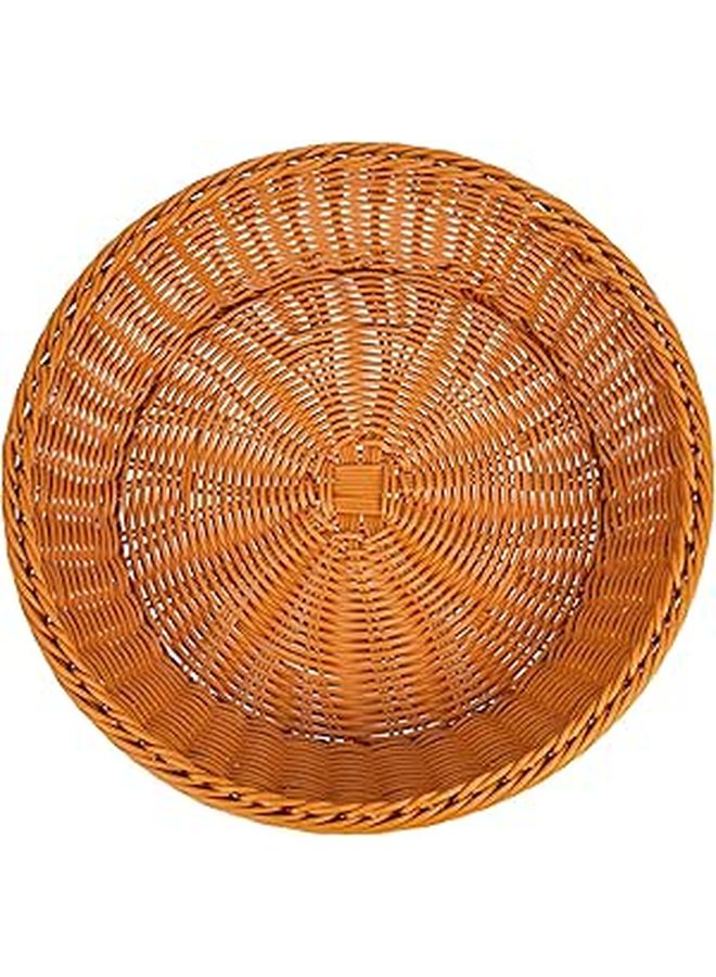 Handmade Woven Rattan Bread Basket 35cm Brown For Kitchen And Dining Use - Image 1