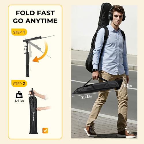 CAHAYA Portable Sheet Music Stand - Dual-Use Desktop/Floor Music Stand Height Adjustable Book Holder Folding with Carrying Bag and Clip for Students Musicians Outdoor Performances - Image 5