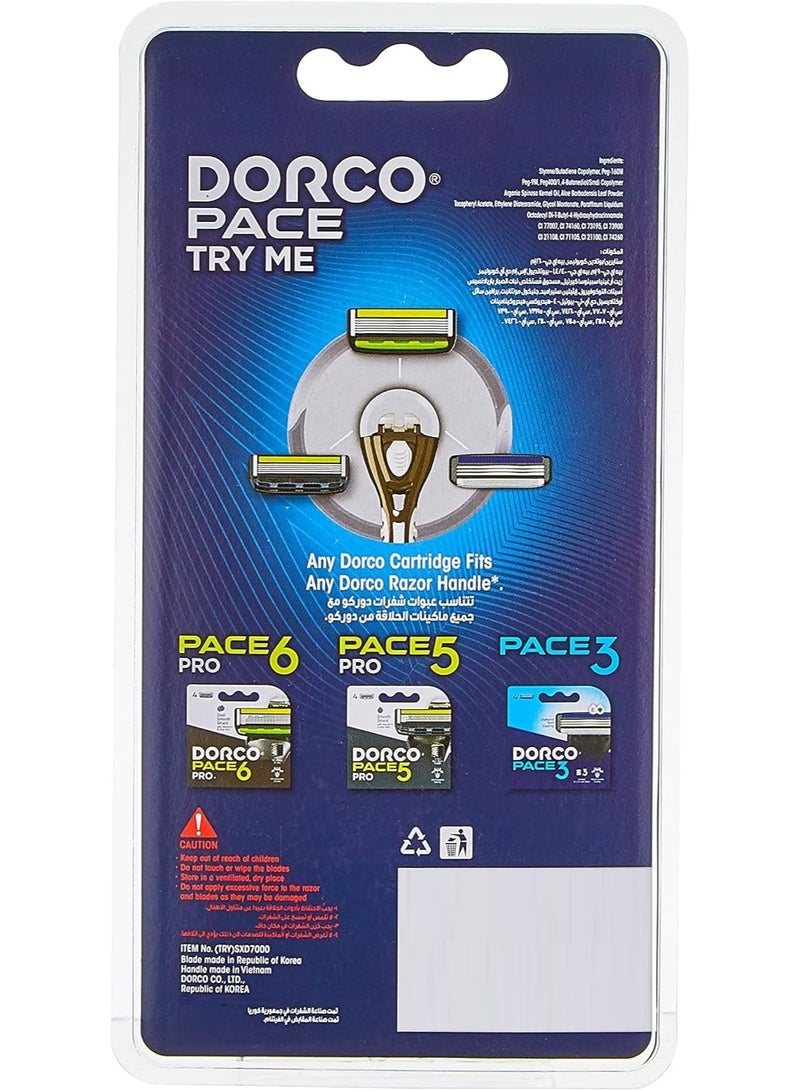 DORCO Pace Try Me Men'S Razor 1 Handle + 3 Cartridges - Image 2