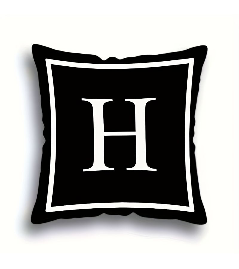 Contemporary Minimalist Letter Pattern Printed Plush Pillow Covers 18x18 Inch - Image 1