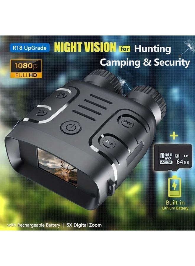 Night Vision Binoculars 10X Digital Zoom 1080P HD Video 10MP Photos Infrared Illuminator Includes 64G SD Card - Image 3