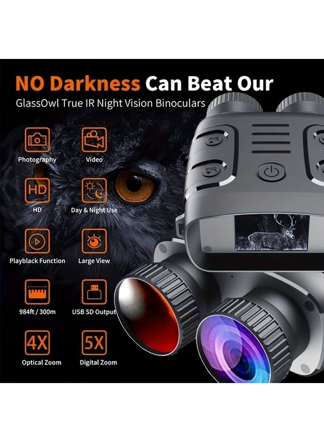 Night Vision Binoculars 10X Digital Zoom 1080P HD Video 10MP Photos Infrared Illuminator Includes 64G SD Card - Image 4