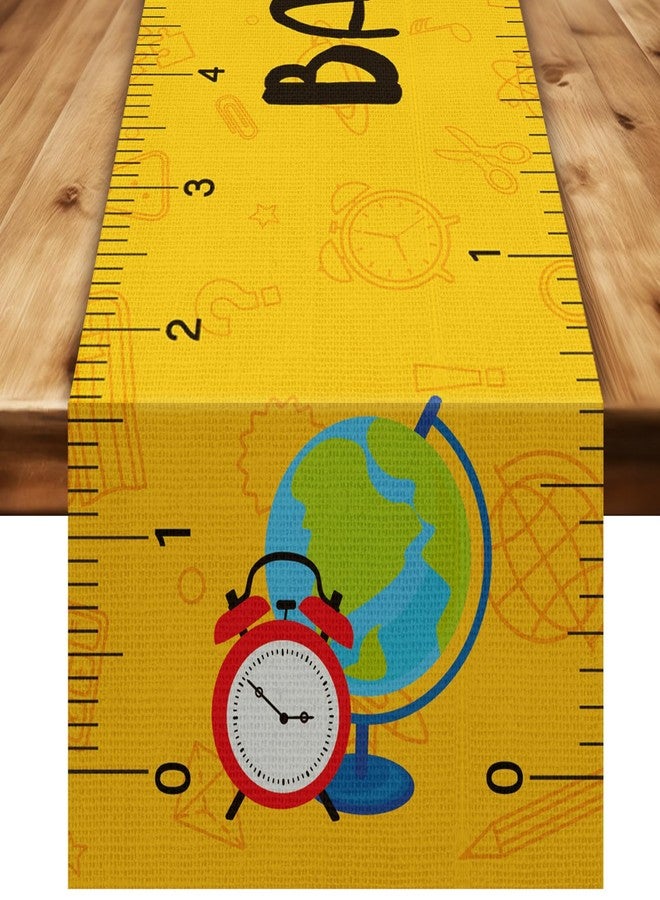 Lonfliness Back to School Table Runner Apple Ruler First Day of School Table Cloth Back to School Table Decoration for School Kids Students Classroom Party Dining Room Home Decor Supplies 72 x 13in - Image 1