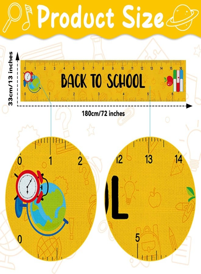 Lonfliness Back to School Table Runner Apple Ruler First Day of School Table Cloth Back to School Table Decoration for School Kids Students Classroom Party Dining Room Home Decor Supplies 72 x 13in - Image 2