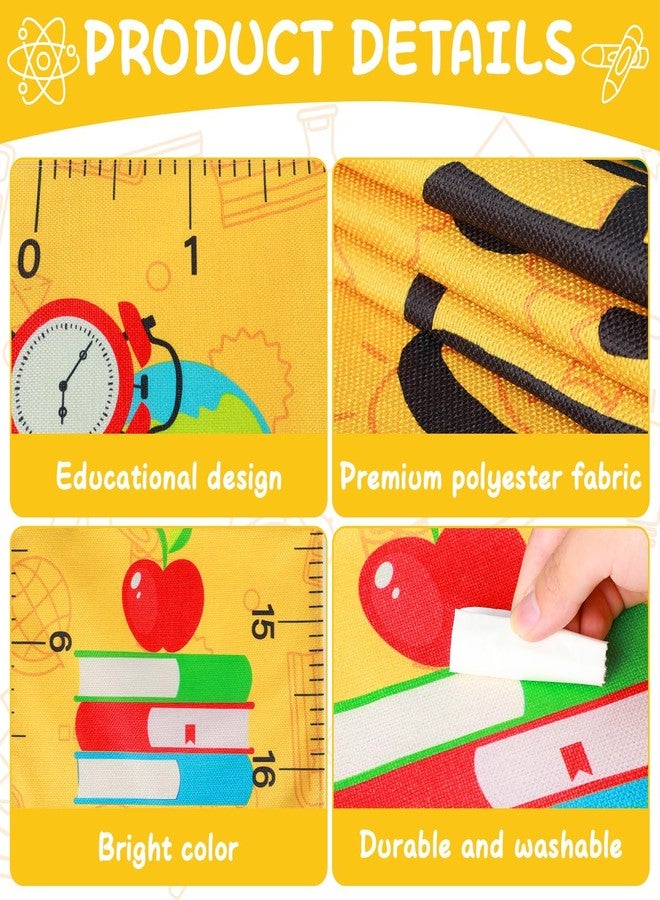 Lonfliness Back to School Table Runner Apple Ruler First Day of School Table Cloth Back to School Table Decoration for School Kids Students Classroom Party Dining Room Home Decor Supplies 72 x 13in - Image 3