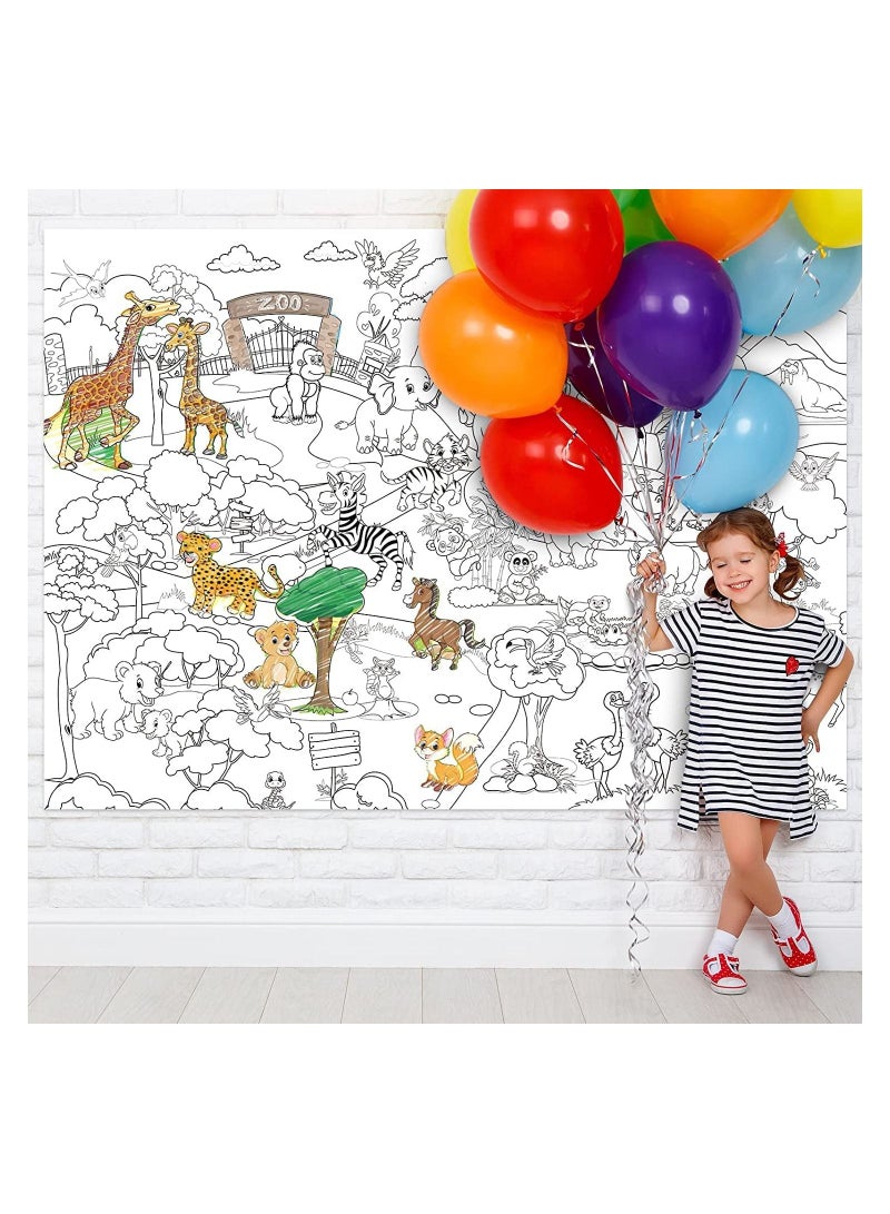 Poster for coloring, printed black and white, zoo animal drawings, size 98 cm by 70 cm, printed up to date, Egypt 01222143812