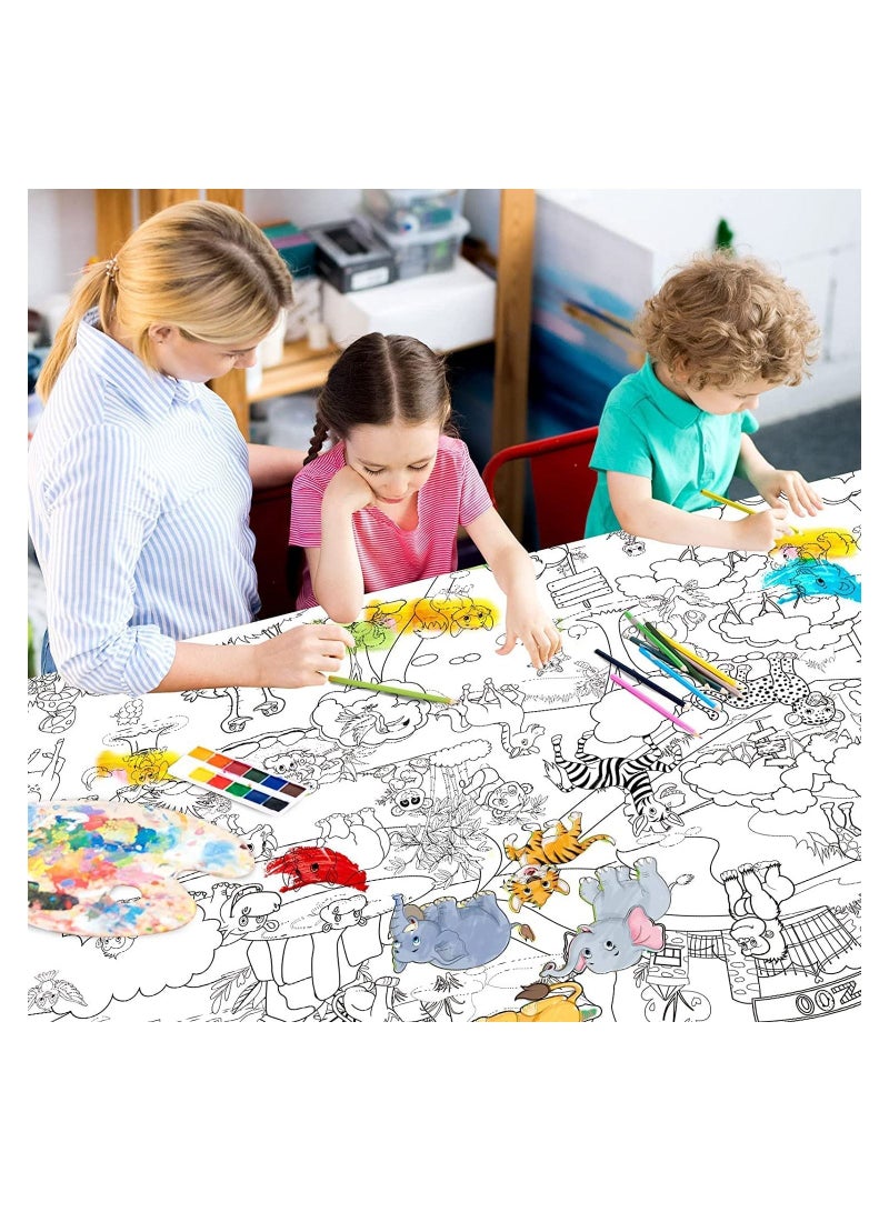 Poster for coloring, printed black and white, zoo animal drawings, size 98 cm by 70 cm, printed up to date, Egypt 01222143812