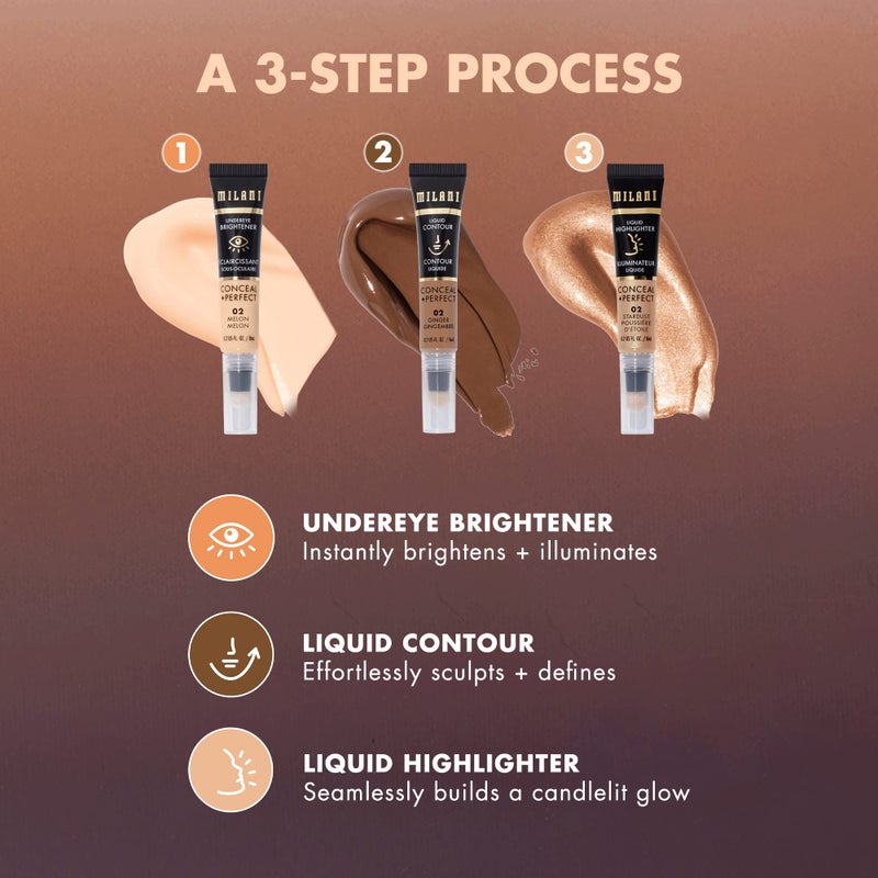 Milani Conceal + Perfect Undereye Brightener for Treating Dark Circles, Face Lift Collection - Melon - Image 2