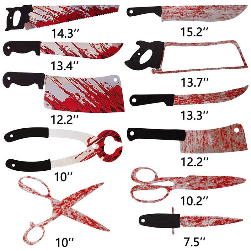 12-Piece Multicolor PVC Knife Set - Realistic Fake Blood Long Lasting Reusable Prop Set for Scary Events Festival DIY Crafts Home Decor - Image 5