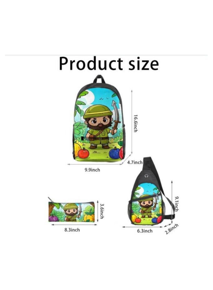 Universal cartoon new three-piece schoolbag - 1354 - Image 3