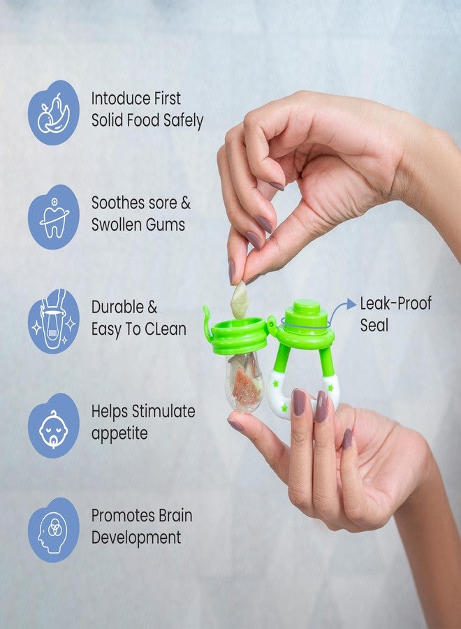 Cherilo طعام/لهاية/مُغذّي للأطفال من شيريلو مصنوع من السيليكون، يُستخدم كأداة لقضم الفاكهة للأطفال من عمر 6 إلى 12 شهرًا، كما يُستخدم كعضاضة للأطفال الرضع، خالٍ من مادة BPA، أخضر اللون. - Image 4