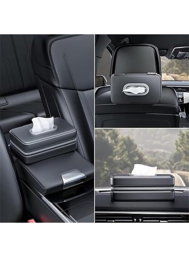 DUNISO Car Tissue Box,Car Tissue Holder,Standard Napkin Box for Car Armrest and Backseat,Easy to Clean,Durable,for Universal Auto Car Center Console and Backseat,Black - Image 5