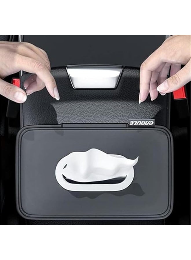 DUNISO Car Tissue Box,Car Tissue Holder,Standard Napkin Box for Car Armrest and Backseat,Easy to Clean,Durable,for Universal Auto Car Center Console and Backseat,Black - Image 3