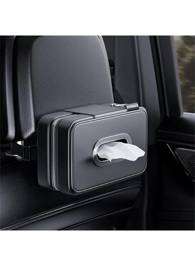 DUNISO Car Tissue Box,Car Tissue Holder,Standard Napkin Box for Car Armrest and Backseat,Easy to Clean,Durable,for Universal Auto Car Center Console and Backseat,Black - Image 1