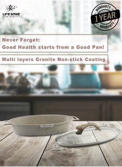 Life Smile Shallow Fish Frying Pan With lid , Granite Coating Non Stick Oval Frying pan - Fish Pan  - Image 3
