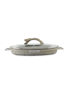 Life Smile Shallow Fish Frying Pan With lid , Granite Coating Non Stick Oval Frying pan - Fish Pan  - Image 1