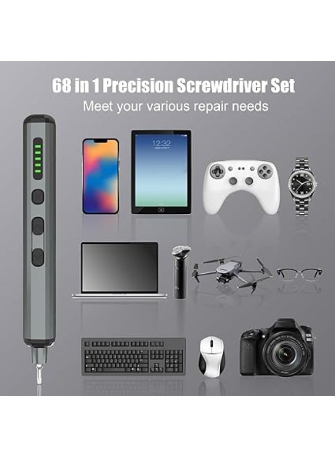 68-in-1 Electric Screwdriver Set – Cordless Precision Screwdriver with 64 Magnetic Bits, 5 Torque Settings, LED Lights & Type-C Charging - Image 4