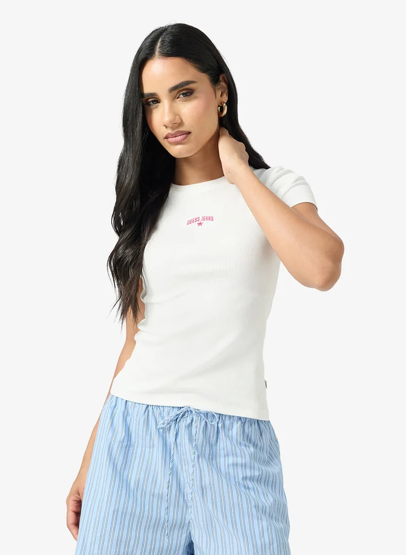 جيس جينز تي شيرت بأكمام قصيرة وياقة دائرية