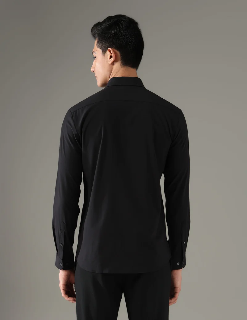 Arrow Black Slim Fit Seersucker Shirt for Men | Best Price UAE