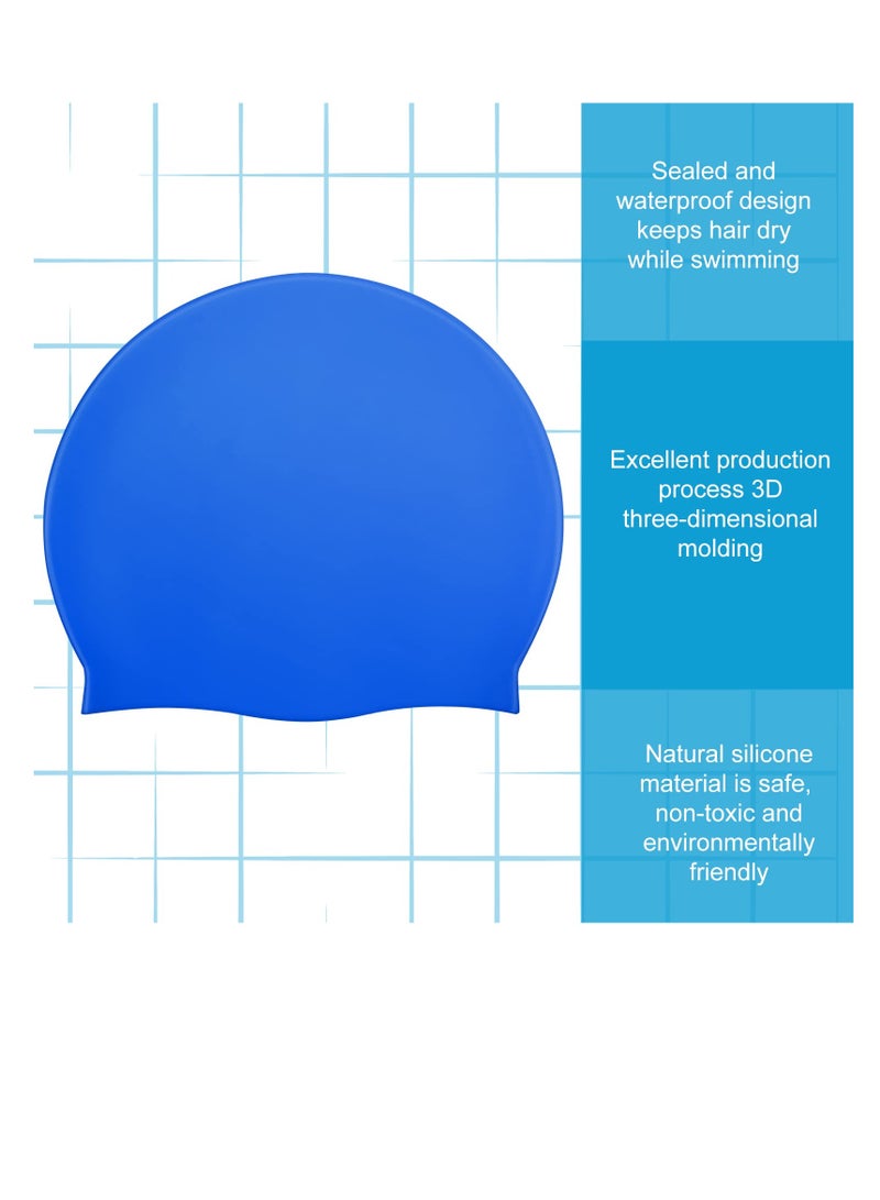 Excefore Kids Swim Cap for Boys Girls, Kids Swim Caps for Long Hair & Braids Silicone Swimming Cap, Large Waterproof Swim Hat, for Short/Long Hair to Keep Hair Dry (Pink, Blue, Black, 3 Pieces) - Image 3