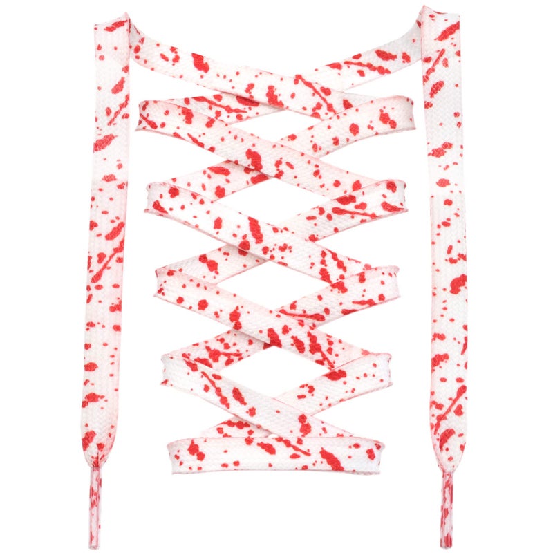 DANHUA Flat White Red Shoelaces 47 inch for Sneakers Art Printed Pattern String 2 Pair - Image 1
