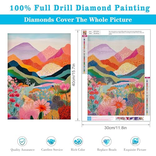 ARPADAMO Mountain Diamond Art Kits for Adults,5D Flower Diamond Painting DIY Diamond Art Diamond Painting Kits for Adult,Round Full Drill Diamonds, Diamond Art Kits for Home Decor-12x16inch - Image 4