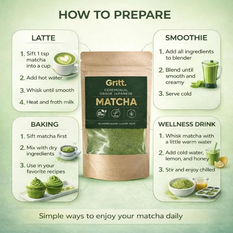 Gritt  Gritt Green Matcha Whisk Set – Japanese Matcha Tea Set (6 pieces)  | Best Price UAE