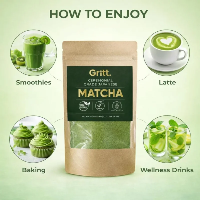 Gritt  Gritt Green Matcha Whisk Set – Japanese Matcha Tea Set (6 pieces)  | Best Price UAE