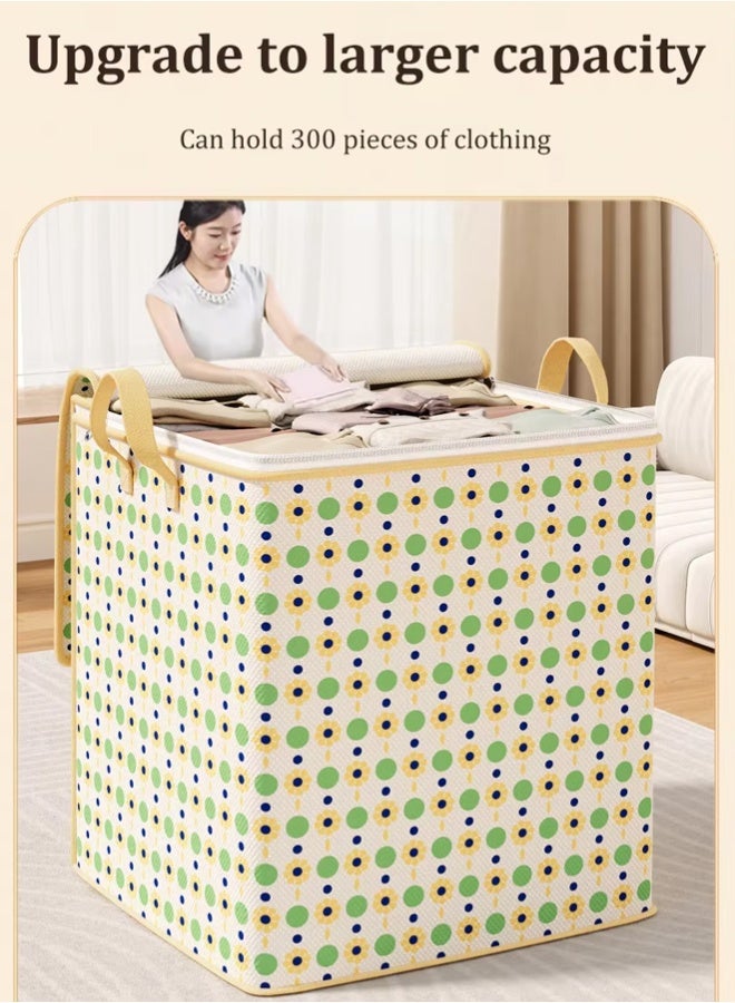 150L Large Capacity Sized Bags Clothes Storage Organizers Foldable, Durable, and Space-Saving with Carry Handles Non-woven Fabric Closet Storage Bag For Quilts, Clothing, Bedding - Image 5